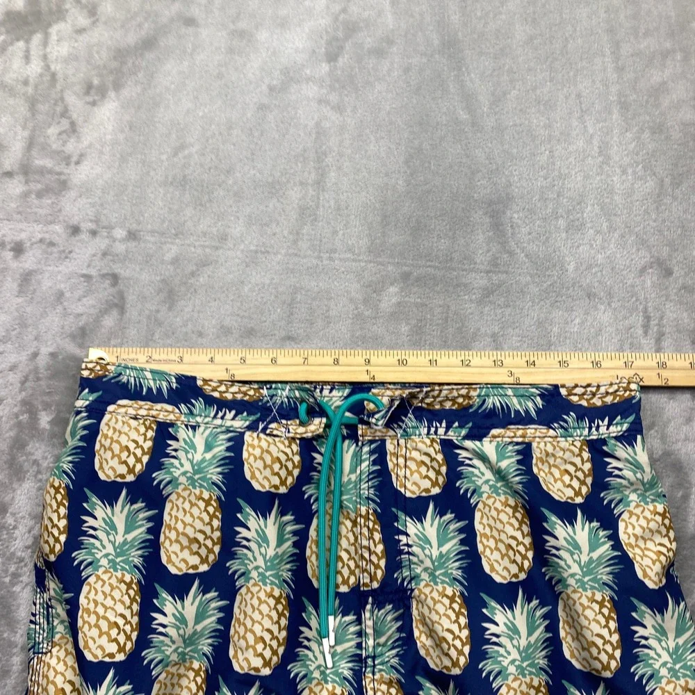Tommy Bahama Swim Trunks L Pineapple Print Blue Green Drawstring‎ Casual Surf
